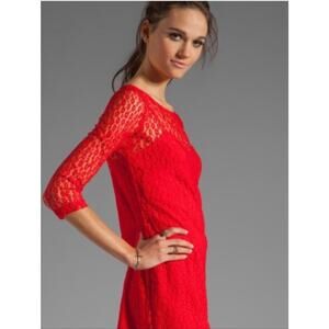 Trina Turk Red Lace Cocktail Party Wedding Guest Dress Y2K